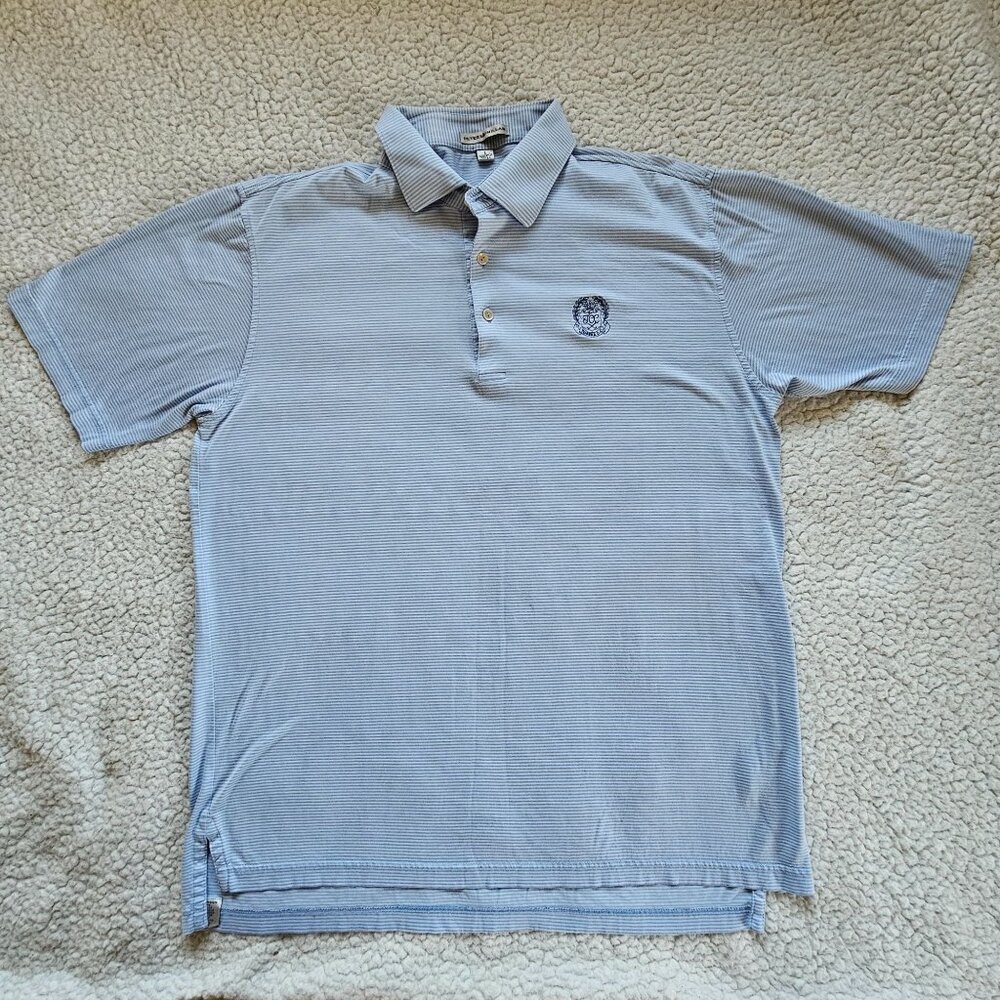 Peter Millar Summer Comfort Polo Blue White Topeka Country Club TCC Large